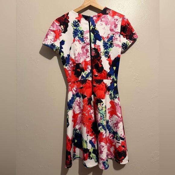 Milly Floral Print Fit and Flare Skater Dress Women’s Size 4, Colorful, Pockets - Picture 7 of 12
